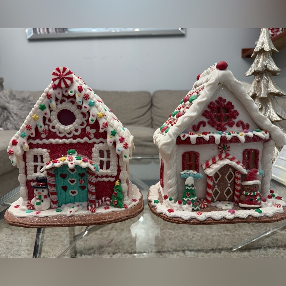 Small Clay Christmas Gingerbread Houses Set